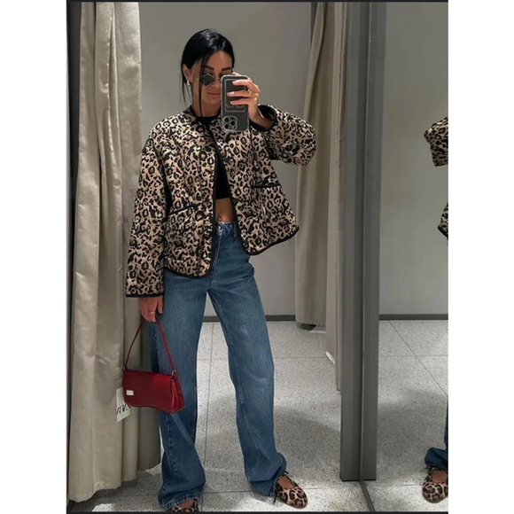 Zara Animal Print Puffer Jacket Size S - Picture 3 of 14